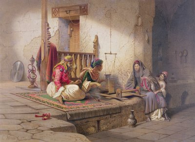 Een wever in Esna, een van de 24 illustraties geproduceerd door G.W. Seitz, gedrukt c.1873 door Carl Friedrich Heinrich Werner