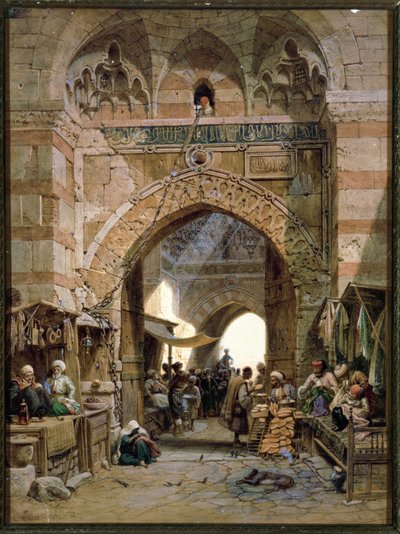 Bazaar Scène, 1875 door Carl Friedrich Heinrich Werner