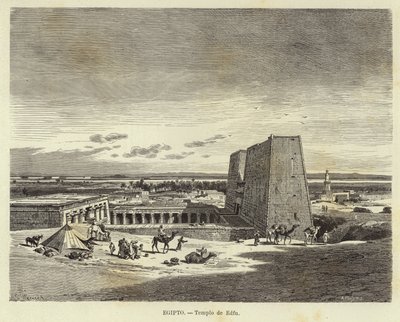 Egypte - Tempel van Edfu door Carl Friedrich Heinrich Werner