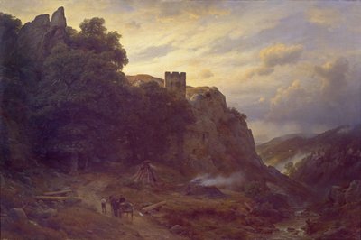 Burcht in de Eifel door Carl Friedrich Lessing