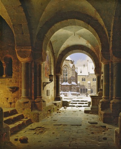 De Kloosterpoort in de Winter, 1840 door Carl Georg Adolph Hasenpflug