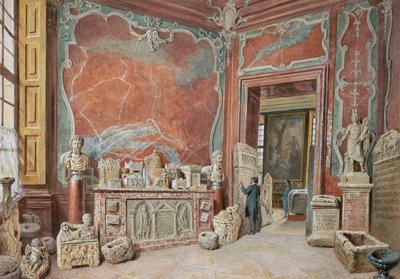 Het marmeren kabinet met de antieken door Carl Goebel d. J.