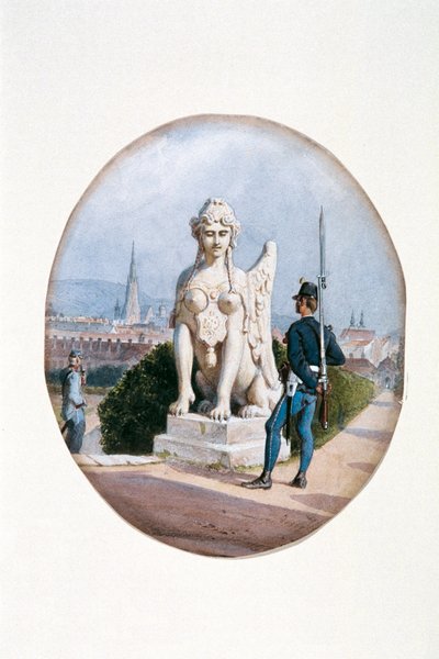 Een infanterist als wachtpost voor het Oberen Belvedere door Carl Goebel d. J.