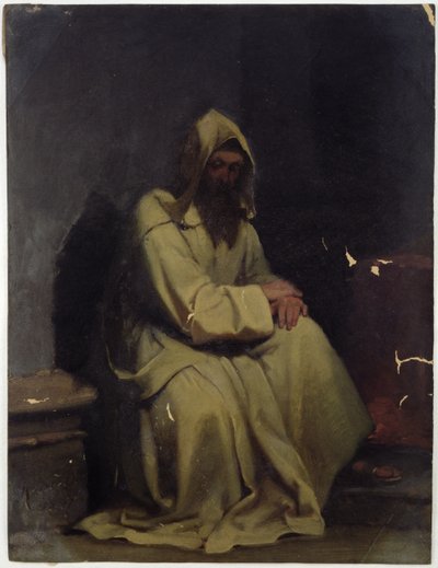 Portret van een Zittende Monnik, 1847 door Carl Haag