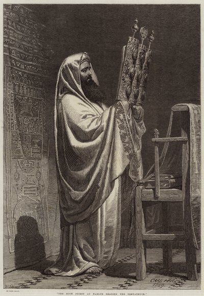 De hogepriester in Nablus leest de Pentateuch door Carl Haag
