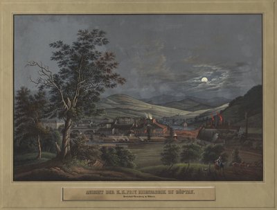 Uitzicht op de K. K. Privé IJzerfabriek in Zöptau door Carl Julius Rieden