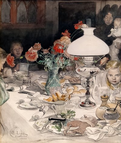 Rond de Avondlamp door Carl Larsson