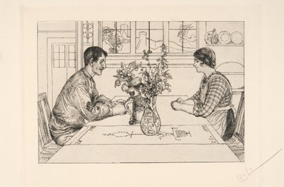 Zelfportret als etser door Carl Larsson