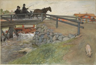De brug. Uit Een thuis (26 aquarellen) door Carl Larsson