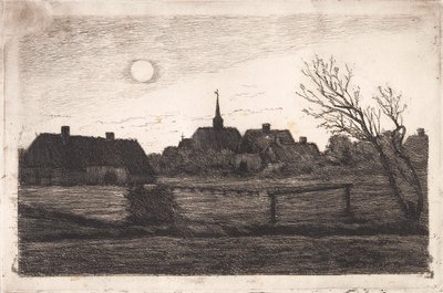 Hornbæk kerk, zomeravond door Carl Locher