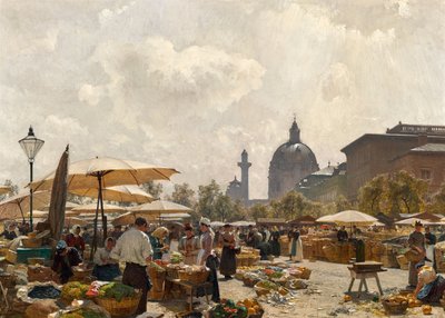De Naschmarkt in Wenen door Carl Moll
