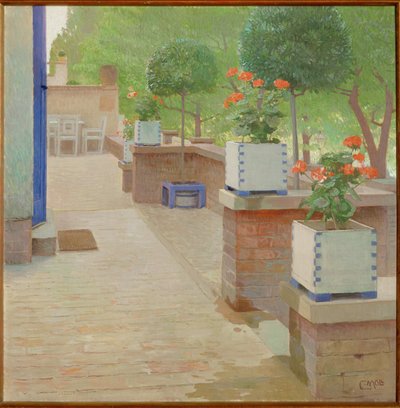Gartenterrasse - Tuinterras ... (schilderij op doek) door Carl Moll