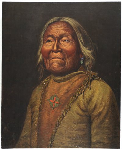 Nar-Ah-Kee Gie Etsu, oude Apache-verkenner door Carl Moon