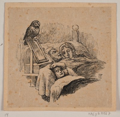 Voor Uglspil als kind, slapend in zijn wieg door Carl Peter Theodor Rothweiler