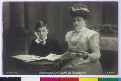 Aartshertogin Maria Josefa met hun zoon Max door Carl Pietzner