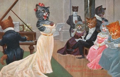 Humoristische kattenkaart door Carl Robert Arthur Thiele