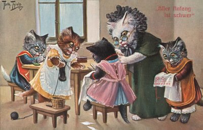 Humoristische kattenkaart door Carl Robert Arthur Thiele