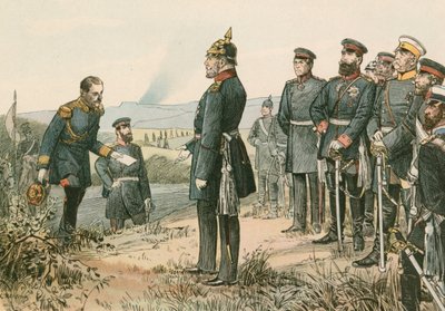 Wilhelm I, Koning van Pruisen en Keizer van Duitsland (1797-1888), ontvangt de overgave van Napoleon III in 1870 na de Slag bij Sedan door Carl Rohling