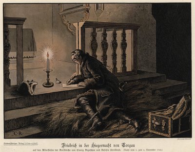 Frederik de Grote van Pruisen op de avond van de overwinning bij de Slag bij Torgau door Carl Röchling