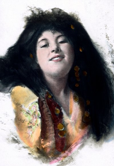 Europees ideaal van Arabieren. Portret van een jonge vrouw, een ondergeschikte tweede vrouw van een Arabische man. Carl Simon Archief, beelddatum circa 1910. door Carl Simon