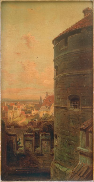 De Faulturm in Rothenburg ob der Tauber door Carl Spitzweg