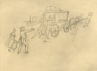 Der Thespiskarren Schauspieler auf Reisen, 19e eeuw, c1924 door Carl Spitzweg