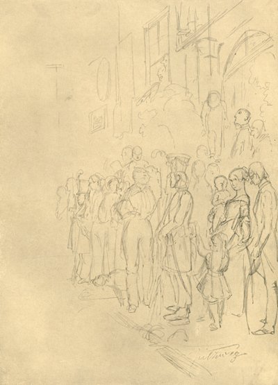 In afwachting van de processie, midden-late 19e eeuw, ca. 1924 door Carl Spitzweg