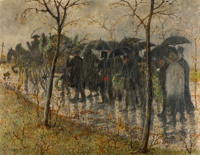 Begrafenisstoet in de regen door Carl Strathmann