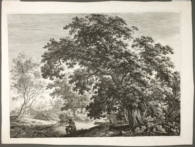 Visser in bosrijk landschap door Carl Wilhelm Kolbe the elder