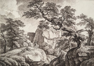 Drie soldaten in een heuvelachtig landschap door Carl Wilhelm Kolbe the elder