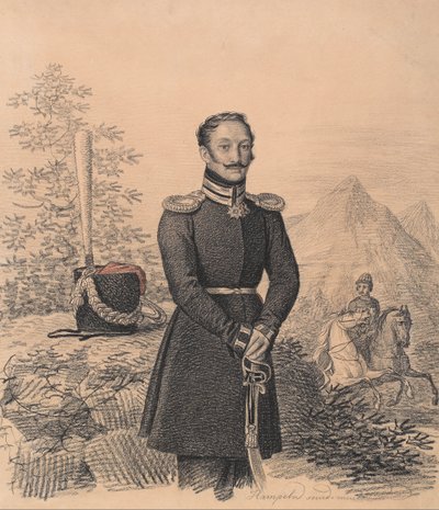 Portret van Fjodor Aleksandrovitsj Bekovitsj-Tsjerkasski, 1791-1833, 1822 door Carl von Hampeln
