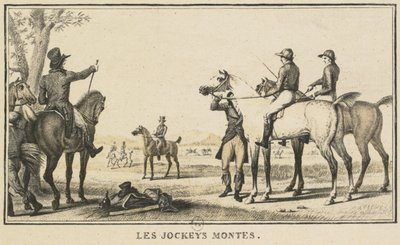 Racescènes: De jockey die het paard bestijgt door Carle Vernet