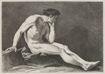 Zittende man met het hoofd in de hand door Carle van Loo