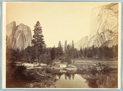 Door de Vallei, El Capitan en Kathedraalrotsen door Carleton E. Watkins