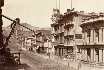 Noordzijde van California Street, 1864, gedrukt ca. 1876 door Carleton Emmons Watkins