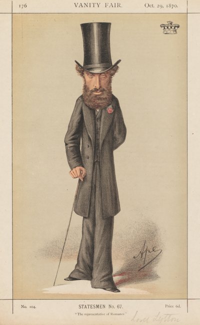 Vanity Fair: Staatslieden Nr. 67 "De Vertegenwoordiger van de Romantiek" door Carlo (Ape) Pellegrini