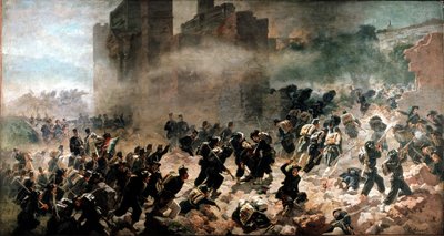 La breche de la Porta Pia, Rome (20 september 1870) - Schilderij door Carlo Ademollo (1825-1911). Milaan, Museo del Risorgimento door Carlo Ademollo