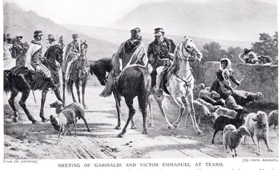 Ontmoeting van Garibaldi en Victor Emmanuel in Teano, illustratie uit 