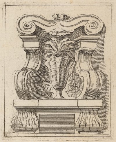 Architectonisch motief met een vaas door Carlo Antonio Buffagnotti