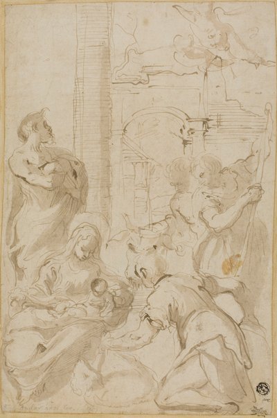 Aanbidding van de herders door Carlo Bononi