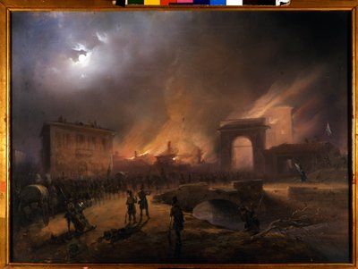 Risorgimento: De Vijf Dagen van Milaan (18-22 maart 1848): een van de eerste episodes van de Revoluties van 1848 die de opkomst van de Milanese bevolking zag tegen de Oostenrijkse overheersing door Carlo Bossoli