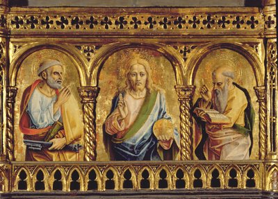 Christus met St. Petrus en St. Paulus (detail) door Carlo Crivelli