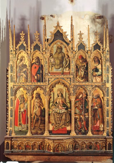 Madonna en kind met heiligen, polyptiek door Carlo Crivelli