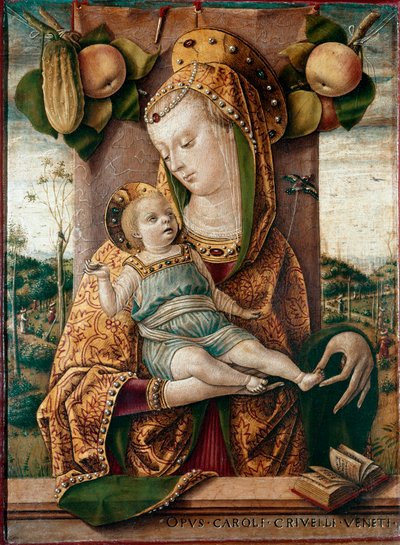 Maagd en Kind met appels en een komkommer door Carlo Crivelli