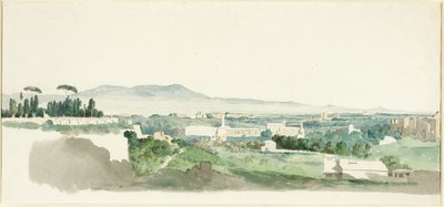 Een uitzicht vanaf de Palatijnse Heuvel, Rome, de Alban Heuvels in de verte door Carlo Labruzzi