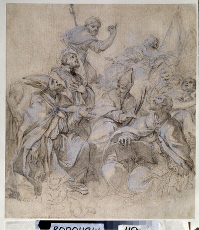 Fresco voorbereidende tekening voor de Santa Maria del Popolo kerk in Rome (gouache en potlood op papier) door Carlo Maratta or Maratti