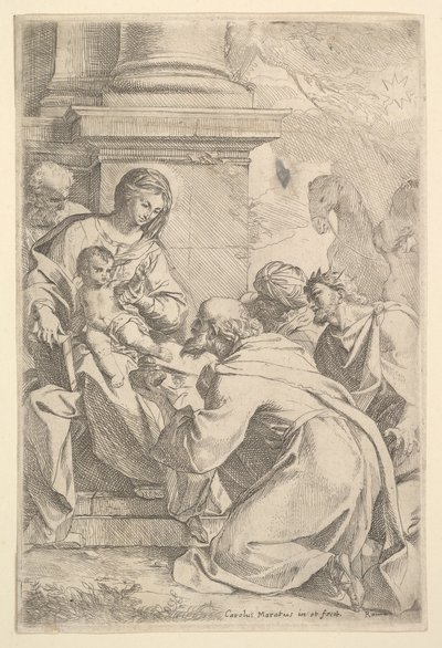 De aanbidding der wijzen door Carlo Maratta or Maratti