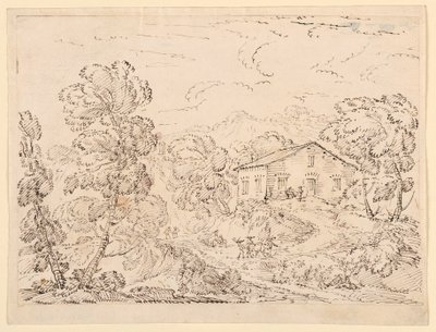 Tekening, Een trattoria in het bos, 1760-1770 door Carlo Marchionni