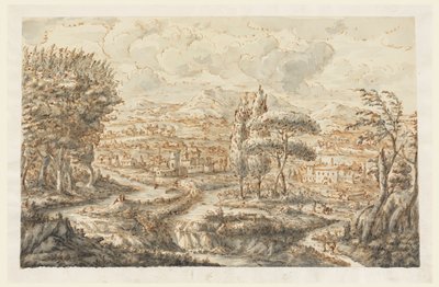 Tekening, Een vallei, 1750-70 door Carlo Marchionni