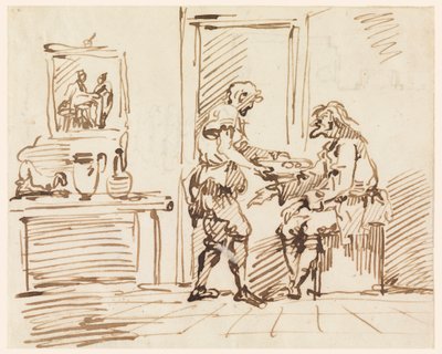Tekening, Een genrescène, 1725-50 door Carlo Marchionni